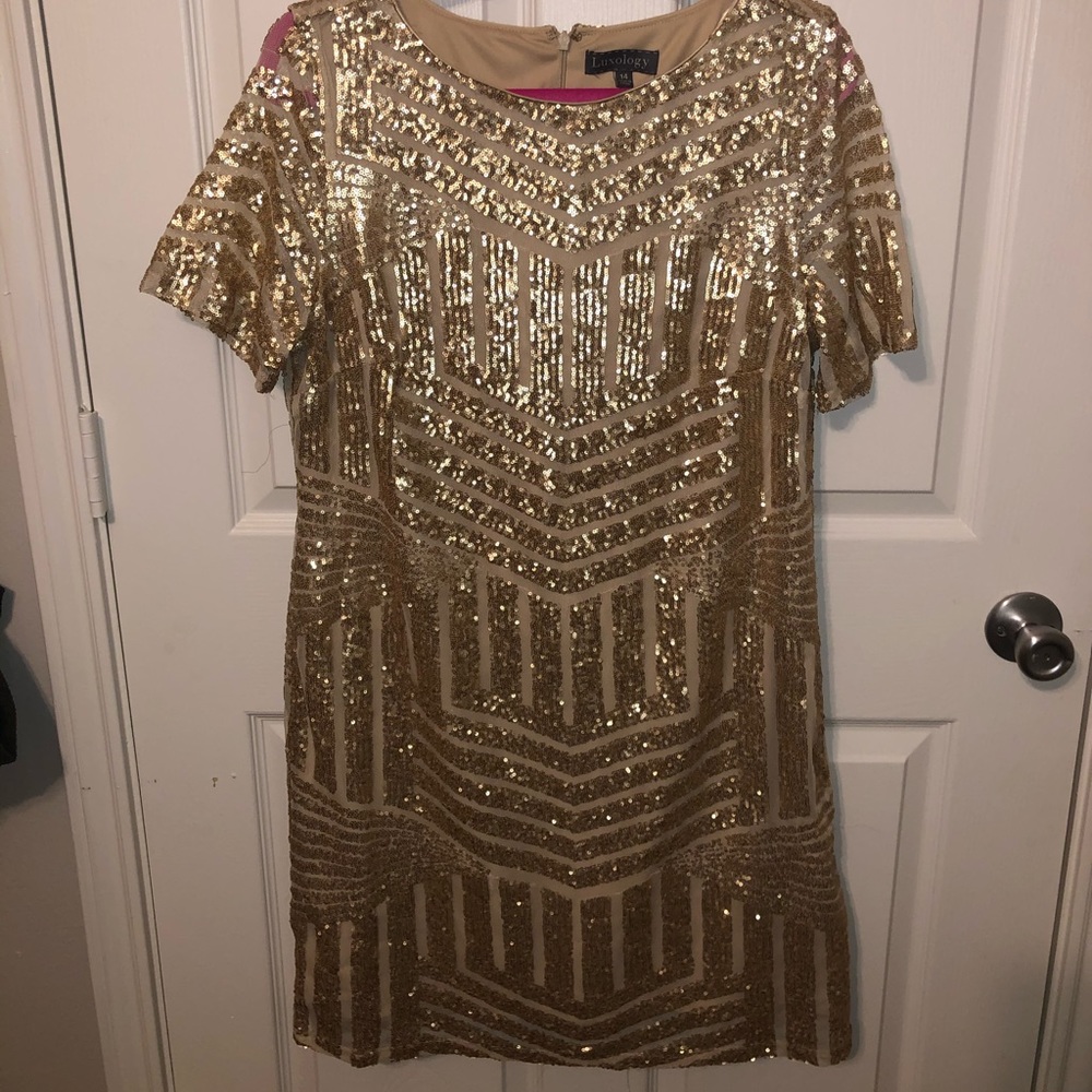 Gold sequin Luxology Dress Size 14